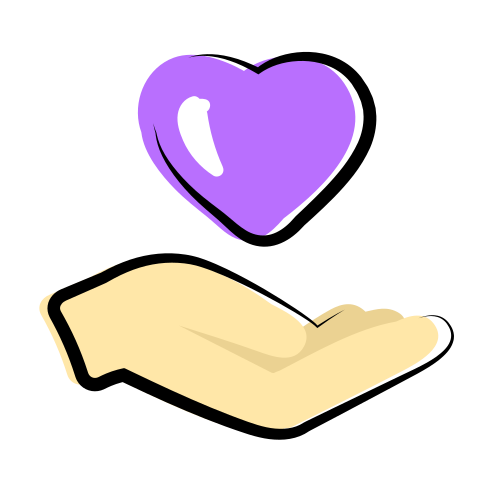 Cartoon hand holding love heart