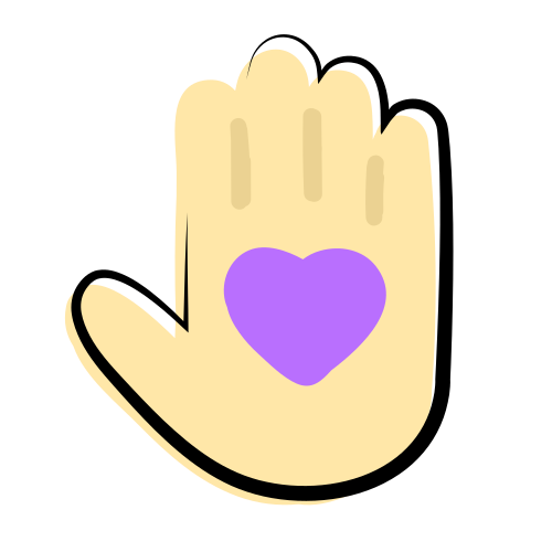 Cartoon hand with love heart